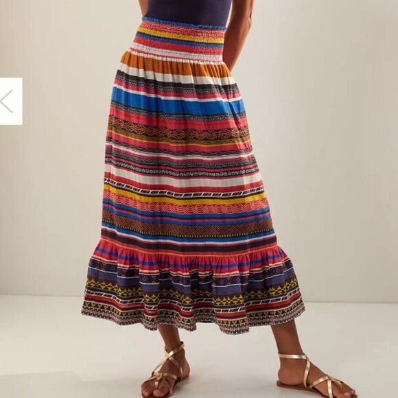 Anthropologie Striped Flounce Midi Skirt – Size XS, EUC - Picture 2 of 6